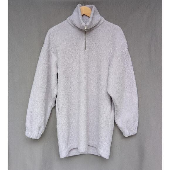 COS Lilac Teddy Fleece Long Sleeve Half Zip High Neck Tunic Dress, size XS - Picture 1 of 7